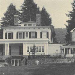 Old black and white photo, clubhouse with ancient Greek architecture