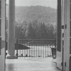 old sepia photo of the golf clubhouse entrance